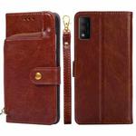 For TCL 30T/T603DL Zipper Bag Leather Phone Case(Brown)