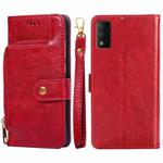 For TCL 30T/T603DL Zipper Bag Leather Phone Case(Red)
