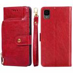 For TCL 30Z T602DL Zipper Bag Leather Phone Case(Red)