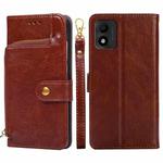 For TCL 303 Zipper Bag Leather Phone Case(Brown)