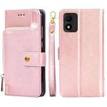 For TCL 303 Zipper Bag Leather Phone Case(Rose Gold)
