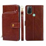 For Blackview A70 Zipper Bag Leather Phone Case(Brown)