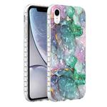 For iPhone XR 2.0mm Airbag Shockproof TPU Phone Case(Ink Green Marble)