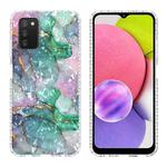 For Samsung Galaxy A03s 164mm 2.0mm Airbag Shockproof TPU Phone Case(Ink Green Marble)