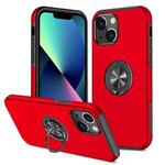 For iPhone 14 Plus Magnetic Ring Kickstand Shockproof Phone Case (Red)
