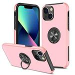 For iPhone 14 Plus Magnetic Ring Kickstand Shockproof Phone Case (Rose Gold)