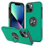 For iPhone 14 Plus Magnetic Ring Kickstand Shockproof Phone Case (Dark Green)