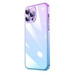 For iPhone 13 Pro Max Transparent Electroplated PC Gradient Phone Case (Blue Purple)