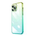 For iPhone 13 Pro Max Transparent Electroplated PC Gradient Phone Case (Cyan-blue Green)