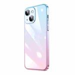 For iPhone 13 Transparent Electroplated PC Gradient Phone Case(Pink Blue)