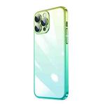 For iPhone 12 Pro Transparent Electroplated PC Gradient Phone Case(Cyan-blue Green)