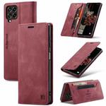 For Samsung Galaxy M53 AutSpace A01 Retro Skin-feel Crazy Horse RFID Leather Phone Case(Wine Red)