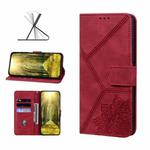 For Samsung Galaxy A20 / A30 Geometric Mandala Embossed Leather Phone Case(Red)