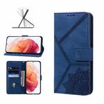 For Samsung Galaxy S21 5G Geometric Mandala Embossed Leather Phone Case(Blue)