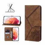 For Samsung Galaxy S21 5G Geometric Mandala Embossed Leather Phone Case(Brown)