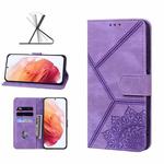 For Samsung Galaxy S21 5G Geometric Mandala Embossed Leather Phone Case(Purple)