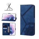 For Samsung Galaxy S21+ 5G Geometric Mandala Embossed Leather Phone Case(Blue)