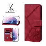 For Samsung Galaxy S21+ 5G Geometric Mandala Embossed Leather Phone Case(Red)