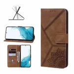For Samsung Galaxy S22 5G Geometric Mandala Embossed Leather Phone Case(Brown)