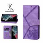 For Samsung Galaxy S22 Ultra 5G Geometric Mandala Embossed Leather Phone Case(Purple)