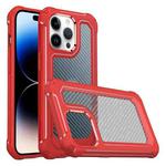 Shockproof PC + Carbon Fiber Texture TPU Armor Phone Case For iPhone 14 Pro Max(Red)