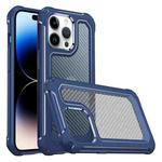 Shockproof PC + Carbon Fiber Texture TPU Armor Phone Case For iPhone 14 Pro Max(Blue)