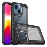 For iPhone 14 Plus Shockproof PC + Carbon Fiber Texture TPU Armor Phone Case (Black)