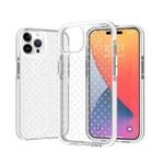 Grid Pattern Two-color TPU Phone Case For iPhone 14 Pro(White)