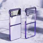 For Samsung Galaxy Z Flip4 PC Folding Electroplating Transparent Phone Case(Purple)