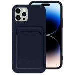 For iPhone 14 Pro Max TPU + Flannel Lining Card Slots Phone Case (Blue)