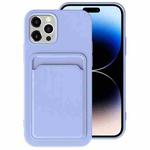 For iPhone 14 Pro Max TPU + Flannel Lining Card Slots Phone Case (Light Purple)