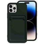 For iPhone 14 Pro TPU + Flannel Lining Card Slots Phone Case(Dark Green)