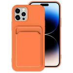 For iPhone 14 Pro TPU + Flannel Lining Card Slots Phone Case(Orange)