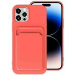 For iPhone 14 Pro TPU + Flannel Lining Card Slots Phone Case(Pink Orange)