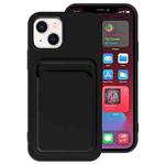 For iPhone 14 Plus TPU + Flannel Lining Card Slots Phone Case (Black)