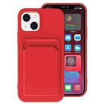 For iPhone 14 Plus TPU + Flannel Lining Card Slots Phone Case (Red)