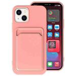 For iPhone 14 Plus TPU + Flannel Lining Card Slots Phone Case (Light Pink)