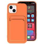 For iPhone 14 Plus TPU + Flannel Lining Card Slots Phone Case (Orange)