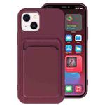 For iPhone 14 Plus TPU + Flannel Lining Card Slots Phone Case (Dark Purple)