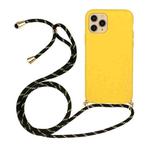 Wheat Straw Material + TPU Protective Case with Lanyard For iPhone 14 Pro(Yellow)