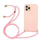 Wheat Straw Material + TPU Protective Case with Lanyard For iPhone 14 Pro(Pink)