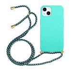 For iPhone 14 Wheat Straw Material + TPU Protective Case with Lanyard (Green)