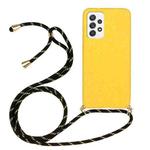 For Samsung Galaxy A73 Wheat Straw Material + TPU Protective Case with Lanyard(Yellow)