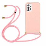 For Samsung Galaxy A73 Wheat Straw Material + TPU Protective Case with Lanyard(Pink)