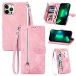 For iPhone 11 Pro Embossed Flower Shockproof Leather Phone Case (Pink)