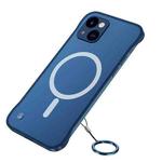 For iPhone 14 Plus Frosted Soft Four-corner Shockproof MagSafe Phone Case (Blue)