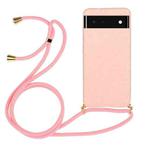 For Google Pixel 6 Wheat Straw Material + TPU Protective Case with Lanyard(Pink)