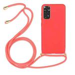 For Xiaomi Redmi Note 11 International Edition Wheat Straw Material + TPU Protective Case with Lanyard(Red)