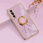 For OPPO Find X2 Pro 6D Plating Astronaut Ring Kickstand Phone Case(Light Purple)