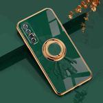 For OPPO Reno3 Pro 6D Plating Astronaut Ring Kickstand Phone Case(Night Green)
